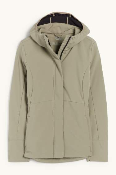 Donna - Giacca soft shell con cappuccio - idrorepellente - 4 Way Stretch - verde chiaro