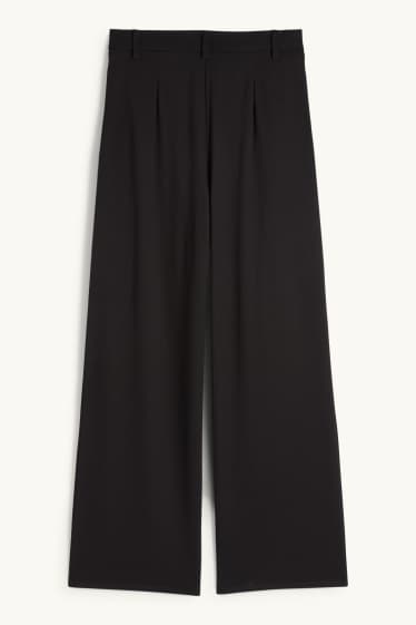 Damen - Jersey-Hose - High Waist - Wide Leg - schwarz