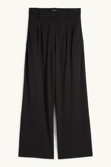 Damen - Jersey-Hose - High Waist - Wide Leg - schwarz