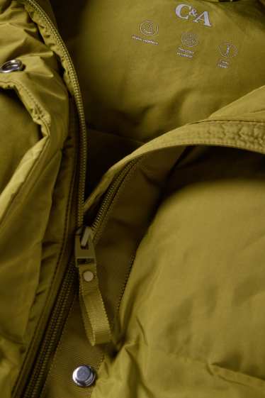 Dames - Mantel met stiksels en capuchon - waterafstotend - groen