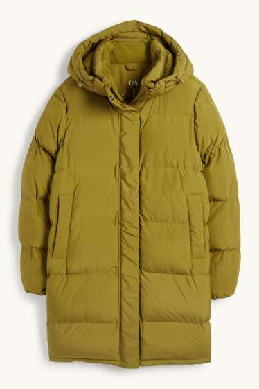 Dames - Mantel met stiksels en capuchon - waterafstotend - groen