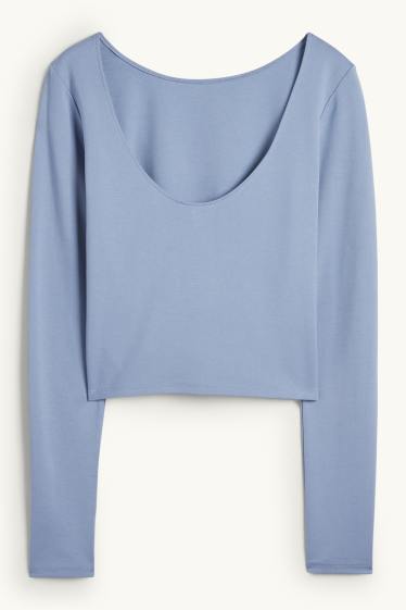 Dames - Korte longsleeve - blauw