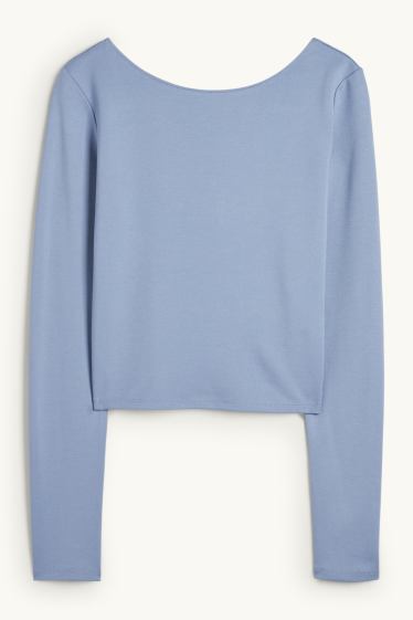 Dames - Korte longsleeve - blauw