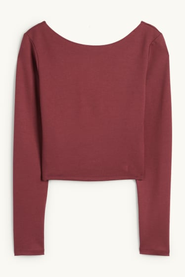Dames - Korte longsleeve - bordeaux
