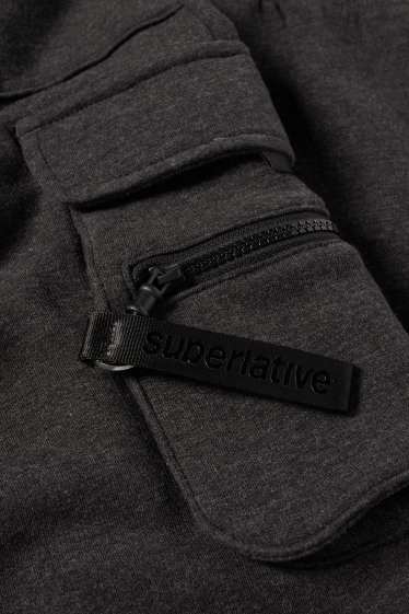 Pánské - Cargo teplákové kalhoty - tmavošedá