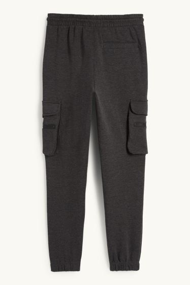 Pánské - Cargo teplákové kalhoty - tmavošedá