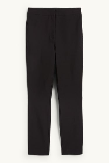 Femei - Pantaloni de stofă - talie medie - tapered fit - negru