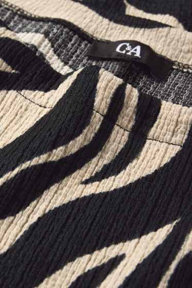 Donna - Maglia a maniche lunghe - fantasia - tessuto tramato - nero / beige