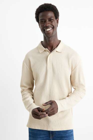 Hommes - Polo - regular fit - finition texturée - blanc crème