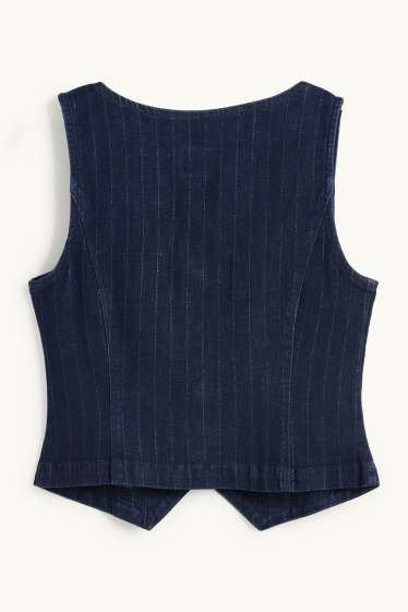 Femei - Vestă din denim - cambrată - dungi fine - denim-albastru închis