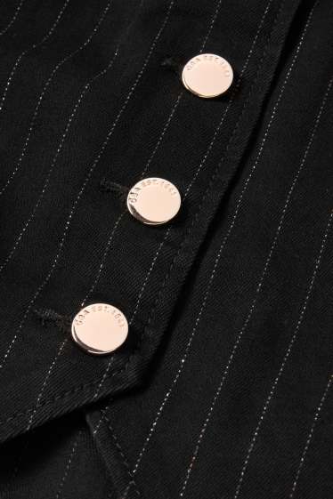 Femei - Vestă din denim - cambrată - dungi fine - negru