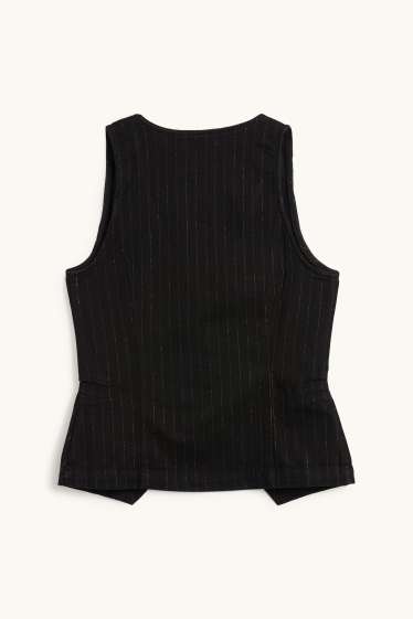 Femei - Vestă din denim - cambrată - dungi fine - negru