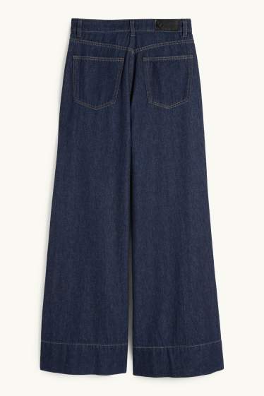 Femmes - Wide leg jean - high waist - jean bleu foncé