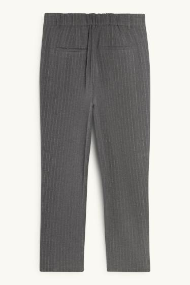 Femei - Pantaloni de stofă - talie înaltă - tapered fit - dungi fine - gri închis