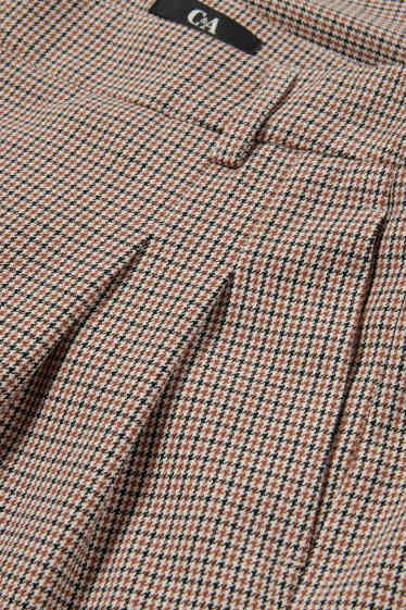 Dames - Pantalon - mid waist - wide leg - geruit - beige