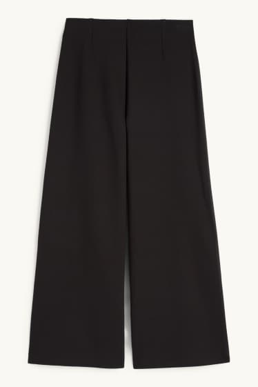 Women - Jersey trousers - high-rise waist - wide leg - black