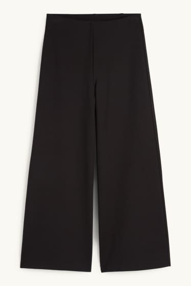 Women - Jersey trousers - high-rise waist - wide leg - black