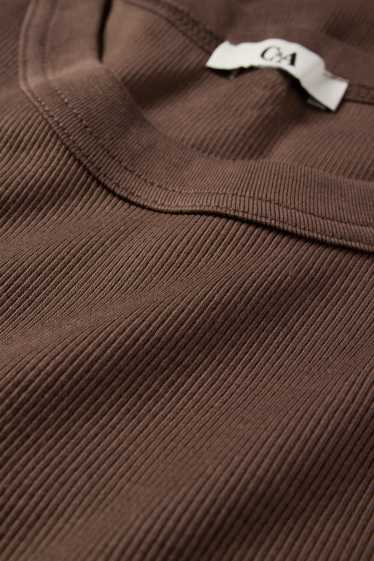 Dames - Bodyconjurk - ribstof - bruin