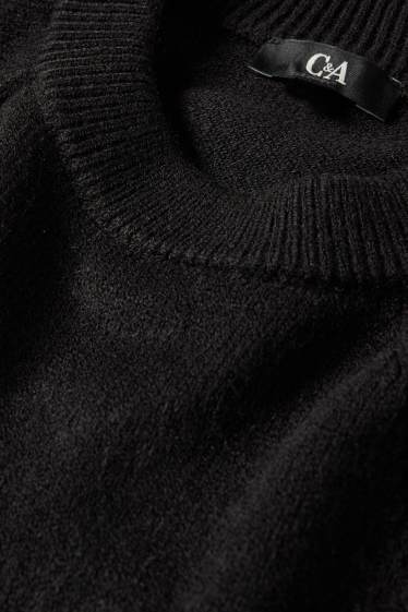 Women - Knitted dress - straight fit - black