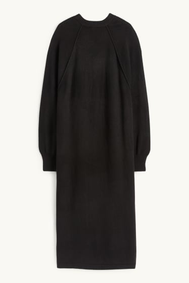Women - Knitted dress - straight fit - black