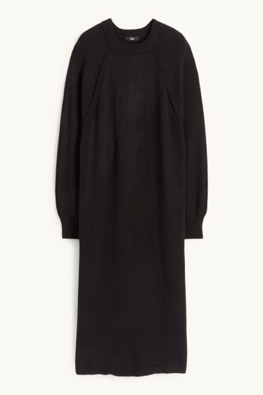 Women - Knitted dress - straight fit - black
