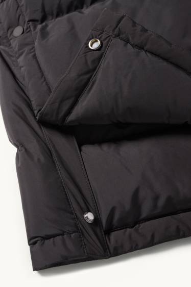 Damen - Steppmantel mit Kapuze - wasserabweisend - schwarz