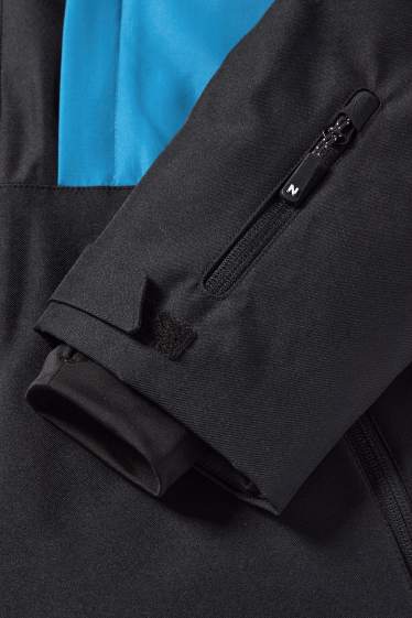 Dzieci chłopcy - Kurtka narciarska z kapturem - hydrofobowa - niebieski