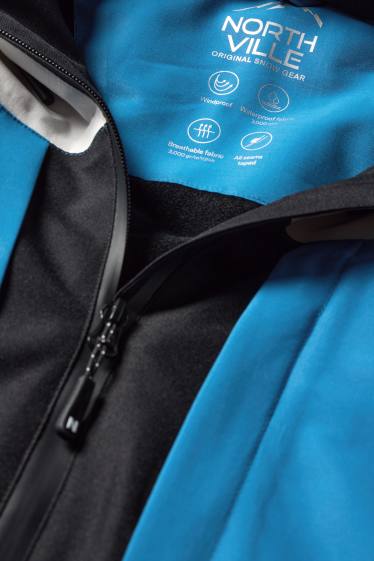 Dzieci chłopcy - Kurtka narciarska z kapturem - hydrofobowa - niebieski