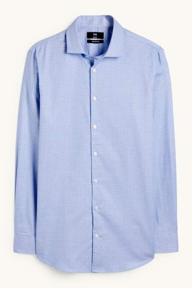 Heren - Business-overhemd - slim fit - cut away - geruit - blauw