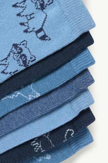 Children Boys - Multipack of 7 - wild animals - socks with motif - blue