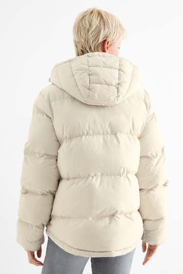 Dames - Jas met stiksels met capuchon - waterafstotend - licht beige