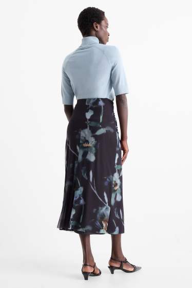 Donna - Gonna in rete - a fiori - blu scuro