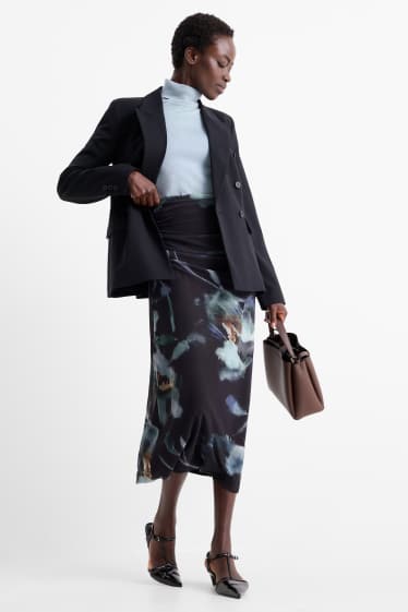 Donna - Gonna in rete - a fiori - blu scuro