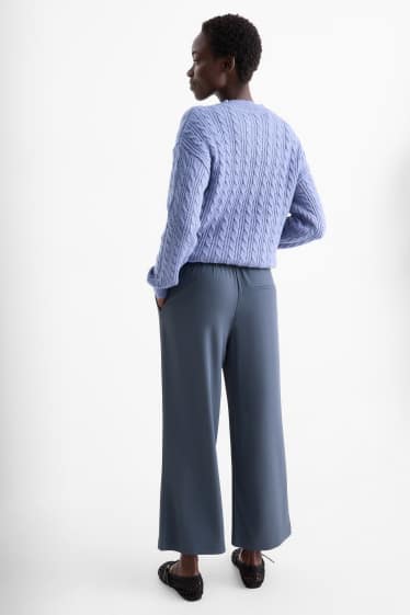 Women - Cloth trousers - mid-rise waist - straight fit - dark gray