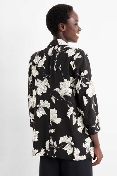 Dona - Blazer formal - relaxed fit - de flors - negre/blanc