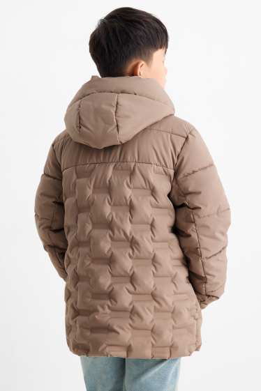 Kinder Buben - Steppjacke mit Kapuze - hellbraun