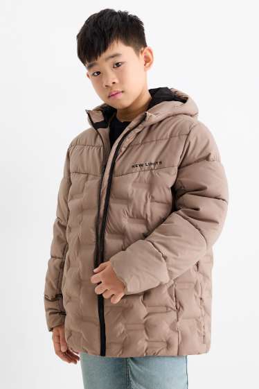 Kinder Buben - Steppjacke mit Kapuze - hellbraun
