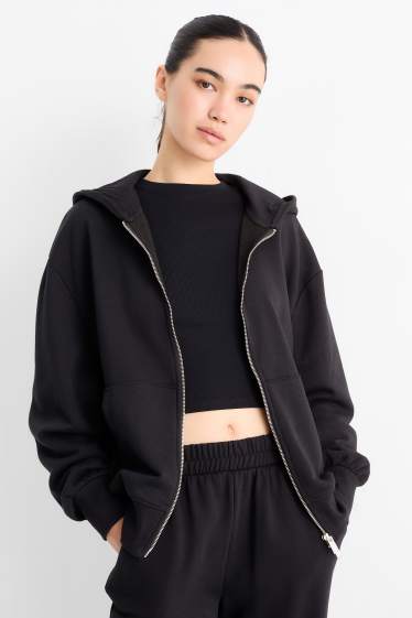 Damen - Sweatjacke mit Kapuze - schwarz