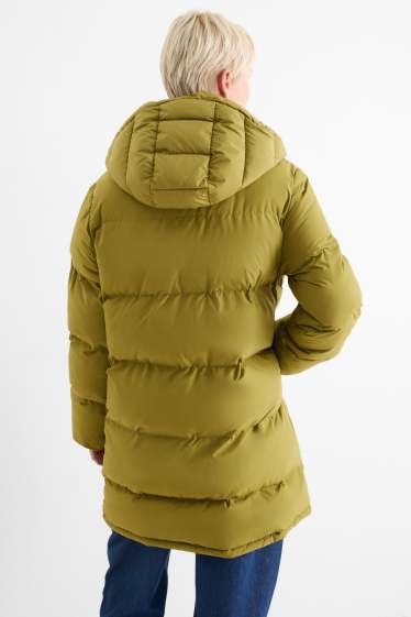 Dames - Mantel met stiksels en capuchon - waterafstotend - groen