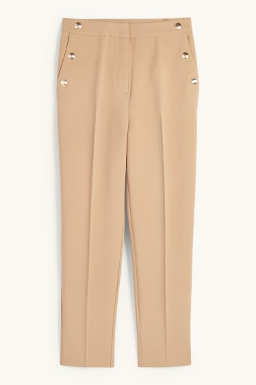 Dames - Pantalon - high waist - tapered fit - beige