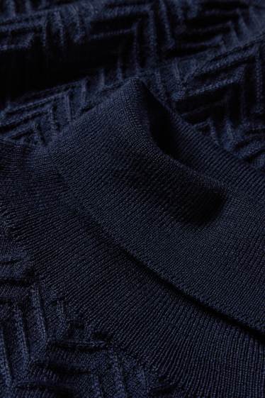 Herren - Rollkragenpullover - strukturiert - dunkelblau