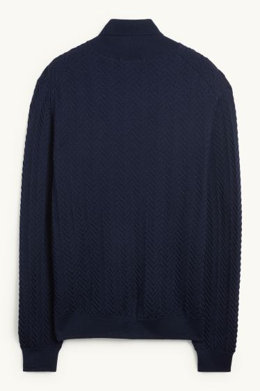 Herren - Rollkragenpullover - strukturiert - dunkelblau