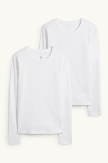 Femmes - Lot de 2 - haut à manches longues - slim fit - blanc