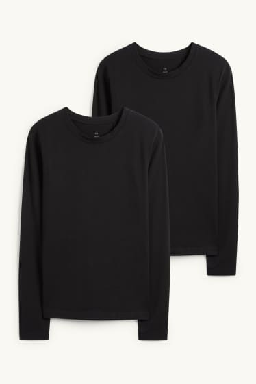 Femmes - Lot de 2 - haut à manches longues - slim fit - noir