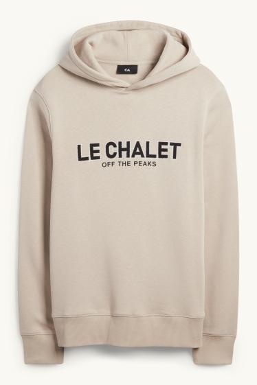Hommes - Sweat à capuche - beige