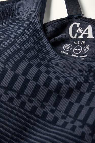 Donna - Reggiseno sportivo - imbottito - senza cuciture - fantasia - blu scuro