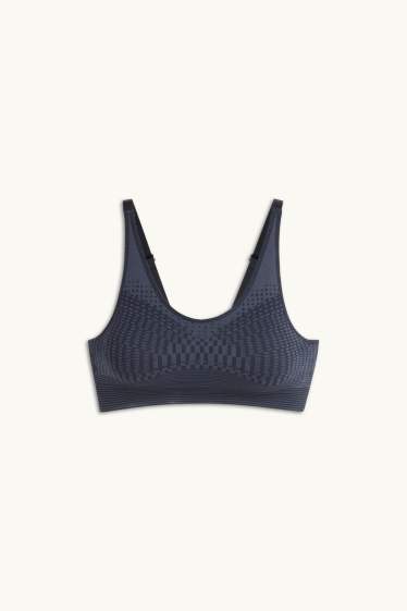 Donna - Reggiseno sportivo - imbottito - senza cuciture - fantasia - blu scuro