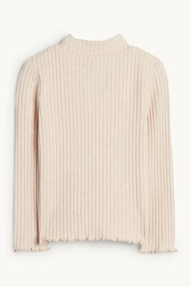 Kinderen: meisjes - Hello Kitty - longsleeve - geribd - licht beige