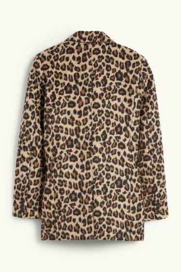 Dona - Americana llarga - relaxed fit - estampat de lleopard - negre/beix