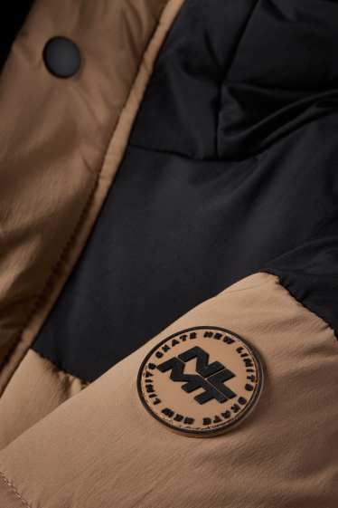 Children Boys - Quilted jacket with hood - light brown